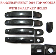ครอบมือจับประตู ลายคาร์บอน เคฟล่า 4 ประตู Ford Ranger 2012-2021 Ford Everest 2017-2021 Smart Key ครอบมือเปิด ครอบมือเปิดประตู ฟอร์ด เรนเจอร์ เอเวอร์เรส 15-21 ท๊อป