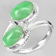 Parichat Jewelry แหวนเงินแท้ 92.5% ฝังหยกแท้จากพม่าสีเขียวสวย ไข่เจียรหลังเบี้ย น้ำหนัก 3.77 กรัม ขนาดไซส์ 7.5/55.5