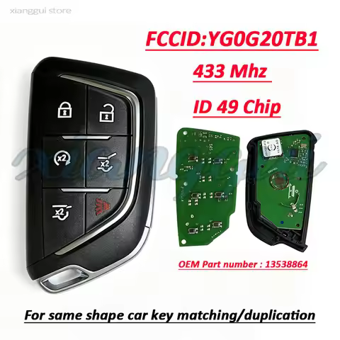 6 Buttons 433mhz ID49 Chip FCCID:YG0G20TB1 PN/13538864 Car Key Remote Fob for Cadillac Escalade 2021