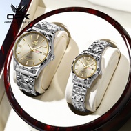 OPK นาฬิกาสำหรับคู่รักของแท้นาฬิกากันน้ำเรืองแสงมัลติฟังก์ชันนาฬิกาแฟชั่นสแตนเลสสายเหล็ก