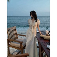 Havanas Maxi Dress Long Mixed With Luxurious Lace Beautiful viscose Fabric With Lining V-Neck Style 