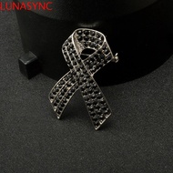 LUNASYNC Funeral Ribbon Badge Brooch, Awareness Melanoma Cancer Black Ribbon Pin, Enamel Black Ribbo