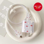 5-piece cherry-shaped set suitable for 20W Apple charger, 18W fast charging head, charger protector,