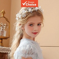 Golden Flower Girl Headpiece Floral Crown With Faux Pearl Hair Accessories for Baptism