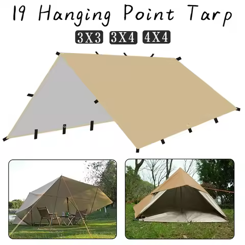 4x4m 4x3m 3x3m 19 Hang Points Tent Tarp Survival Sun Shelter Shade Canopy Outdoor Backpacking Waterp