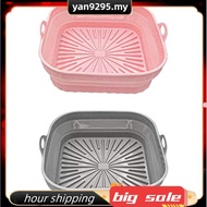 2Piece Air Fryer Silicone Liners Square Reusable Air Fryer Liners Foldable Pink and Grey