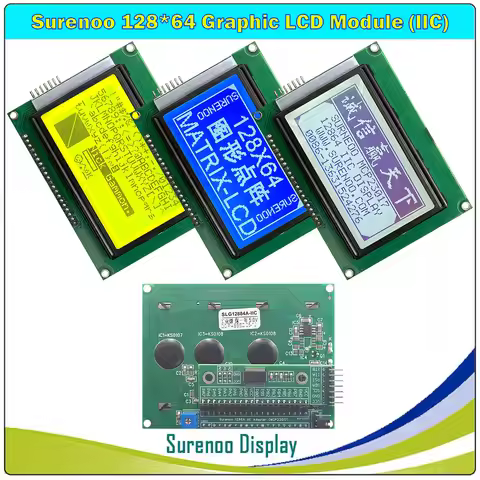 Surenoo 3.0" 12864 MCP23017 KS0108 Serial IIC I2C Graphic Matrix LCD Module Display Screen Panel for