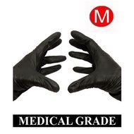 [USA]_SHIELD GLOVES 100/Box Disposable Powder-Free Black Nitrile Medical Exam Gloves (Latex Free) Si