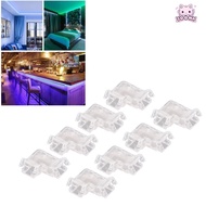 SOONA 8pcs COB Connector, Transparent 8mm Strip Light Connector, Stable 2PIN COB LED Connector Right