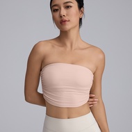 【LASYYOGA】(Fixed Padded) Sports Bra Sexy Tube Top Anti Slip Side Pleated Bra Yoga Pilates