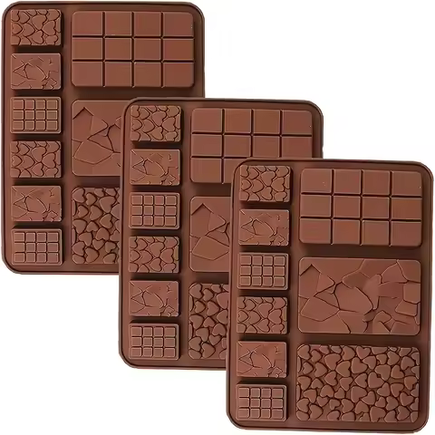 9 Cavity Heart Shape Silicone Chocolate Mold Waffle Mold 3D Grid Shape Fondant Decoration Candy Bar 