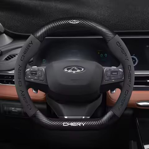Car Chery Logo Suede Carbon Fiber Steering Wheel Cover for Tiggo 3 4 5 7 Pro 8 Plus Arrizo 7 GX 5x E