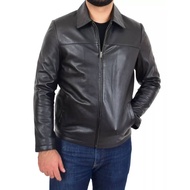 AX2 Men's Genuine Leather Boxed Jacket Soft Zipper Casual Smart Classic Relaxed Fit -James
