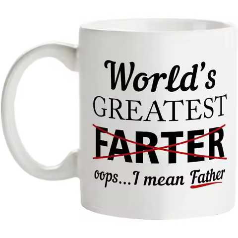 "World's Greatest Farter Mug, 320ml Ceramic Coffee Cup for Dad, Funny Father's Day Gift, Oops I Mean