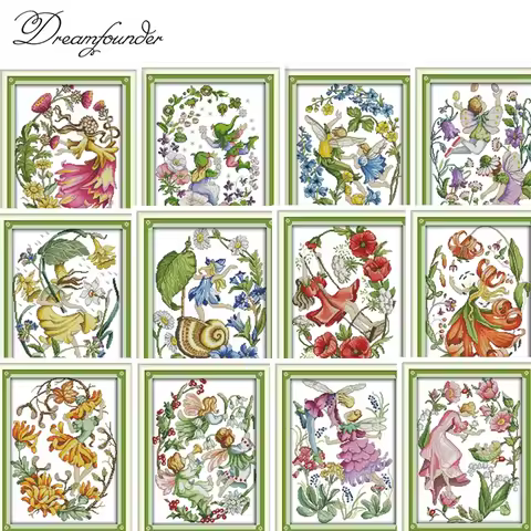 December flower faerie cross stitch kit animal18ct 14ct 11ct count print stitching embroidery DIY ha