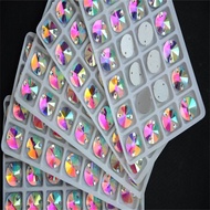 Crystal AB Rivoli May Trên Đá Hạt Thủy Tinh Tròn 2 Lỗ Flatback Để Làm Váy - Bán Buôn Kích Thước 8mm-
