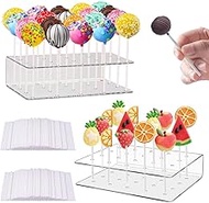 Cake Pop Stand, Pack of 2 Transparent Acrylic Lollipop Holders, 20 Holes Cake Pop Stand, with Bring