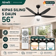 Airwit 56 Inch 5 Bilah Ceiling Fan With Light BLDC Motor Silent Remote Control Living Room Ceiling F