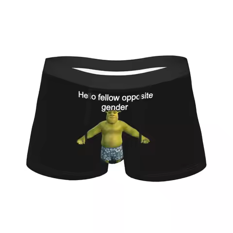 Men Hello Fellow Opposite Gender Meme Shreks Long Underwear Fashion Boxer Briefs Shorts Panties Male