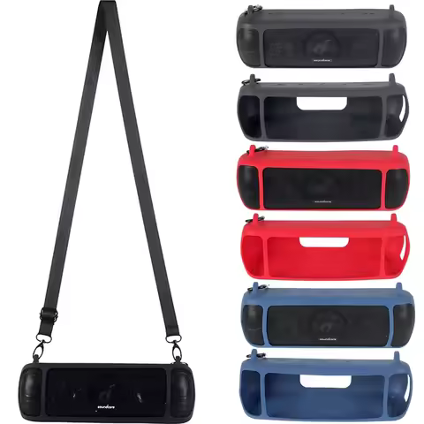 2022 Newest Travel Silicone Case Cover With Strap Carabiner for Anker Soundcore Motion+ Wireless Blu