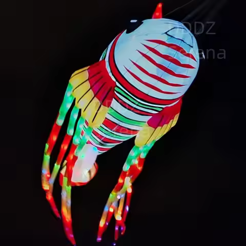 DDDZ 8M 12M Lionfish kite giant LED kites Line Laundry 40D Ripstop Nylon Night Light show Kites for 