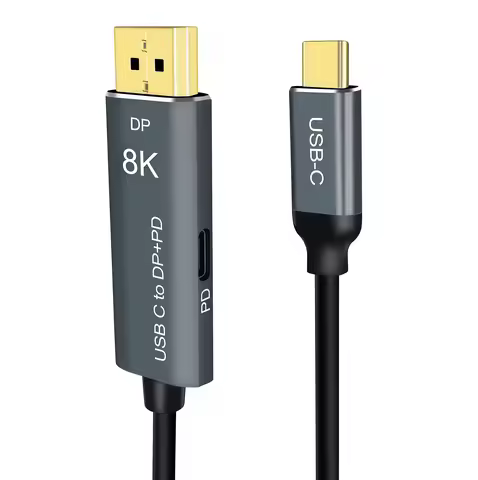 Thunderbolt 4 USB-C to DP Cable Supports 100W PD Charger 8K@60Hz 4K@144Hz USB 4.0 Displayport Cables