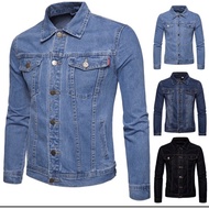 hot sell )5⭐️Slim Men Denim Jeans Jacket Men Clothes Cowboy Male Jacket Jaket Denim Lelaki Men Jeans Outerwear