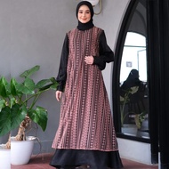 Baju Gamis Wanita Kondangan Modern Terbaru Lengan Balon Bergelembung Gelembung Warna Putih Hitam Pol