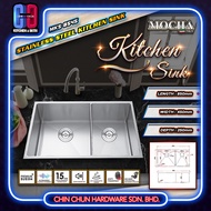 MOCHA Handmade Kitchen Sink Stainless Steel Kitchen Sink | Double Bowl Kitchen Sink | Sinki Dapur St