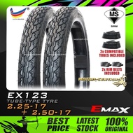 TAYAR KOMBO E-MAX (EMAX) TYRE EX123 2.25-17 (225-17) + 2.50-17 (250-17) WITH FKR TUBES (BUNGA SOTONG) FOR DASH EX5 DREAM