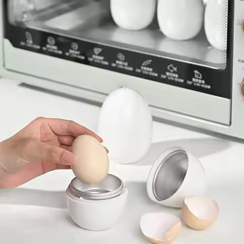 Multifunctional 1/4 Grids Egg Shape Microwave Egg Cooker Professional White Microwave Boiled Egg Mak