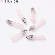 2pcs Rose Pointed Pendants with Alloy Findings Bullet 33~40x8~9x8~9mm Hole: 3x4mm