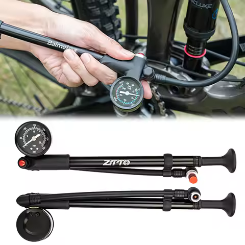 300PSI Bicycle Air Pump with Gauge MTB Bike Shock Pump High Pressure Bike Tire Air Pump for Mountain