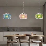 Modern Colored Glass Chandelier Ceiling Light Vintage Iron Art Decoration Pendant Light for Kitchen 