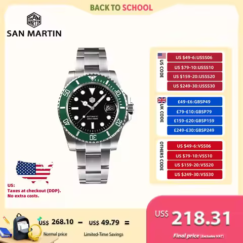 San Martin 40mm Water Ghost PT5000 Automatic Men Diving Watch Business Mechanical Sapphire Waterproo