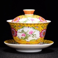 Diskon 150Ml Rural Style Tea Bowl Flower Tea Cup Enamel Gaiwan Cera