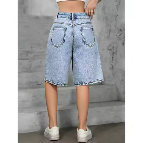 2026 Summer Trendy Vintage Lady High Waist Jeans Female Baggy Thin Capri Pants Lady Fashion Casual S