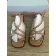 DANDT Size Zero Textured Striped Flat Sandals (Size: 36)