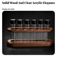 Coffee Bean Storage Rack with Bottles Countertop Coffee Bean Cellar with Wooden Base Compact Clear f