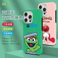 เคสโทรศัพท์มือถือสองชั้นลายการ์ตูน Sesame Street สำหรับ IPhone13 Promax Hard Apple 12เคสป้องกัน11