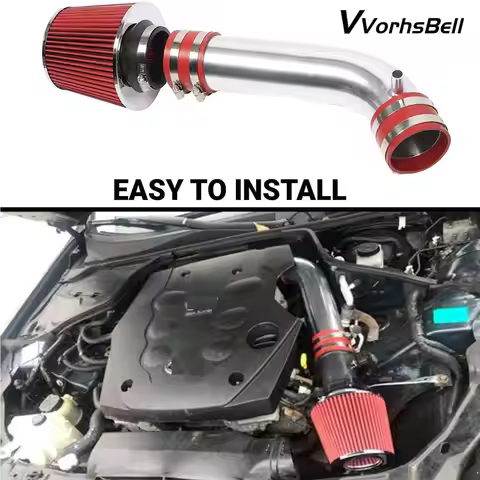 Red - Silver Cold Air Intake Kit (Pipe + Air Filter) for Nissan 350Z 3.5L, Infiniti FX35 and G35