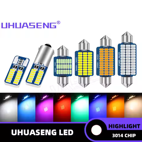 UHUASENG 4PCS Warm White C5W Led Bulb C10W T10 BA9S Festoon 28mm 31mm 36mm 39mm 41mm Reading Dome Do