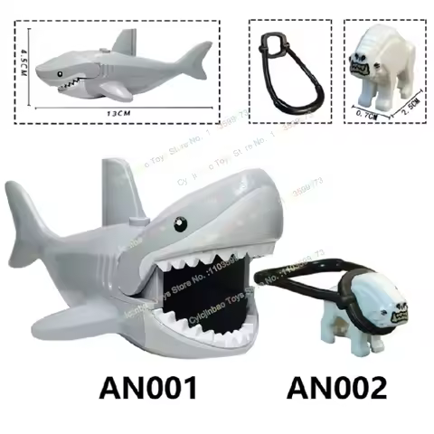 AN001 AN002 Cartoon Boy Accessories Toys Moc Building Blocks Sharks Snow Monsters Creative Model Puz
