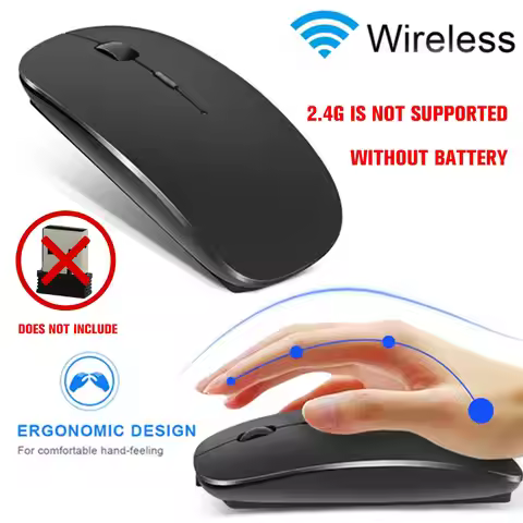 Dual Mode Wireless Mouse Type C Rechargeable 1600 DPI Silent Ergonomic Portable Office Mouse for Lap