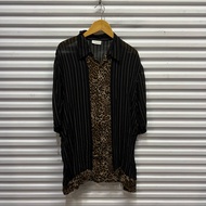 < OPMM >-[Dries Van Noten] Leopard Print Striped Shirt