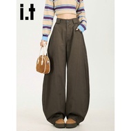 Unisex women's baggy jeans, gray wide-belt curved skinny jeans, the best new trend