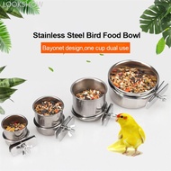 LOOKSHOW Pet Birds Hanging Cage Bowl Anti-turnover Stainless Steel Feeding Food Drinking Feeder for 