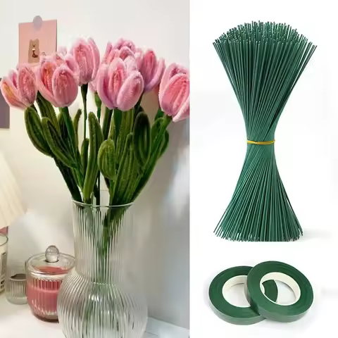 Artificial Flower Stem Wire Flower Pole Rod for diy Chenille Stems Stick Simulation Flower Material