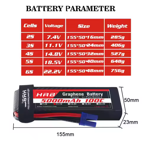 HRB graphene model aircraft battery 5000mah 2/3/4/5/6S high rate 100c for aircraft helicopter TRX/XT