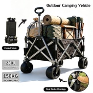 Heavy Duty Folding Wagon Cart | 150KG Load | All-Steel Frame | Off-Road Utility Trolley with Brake |